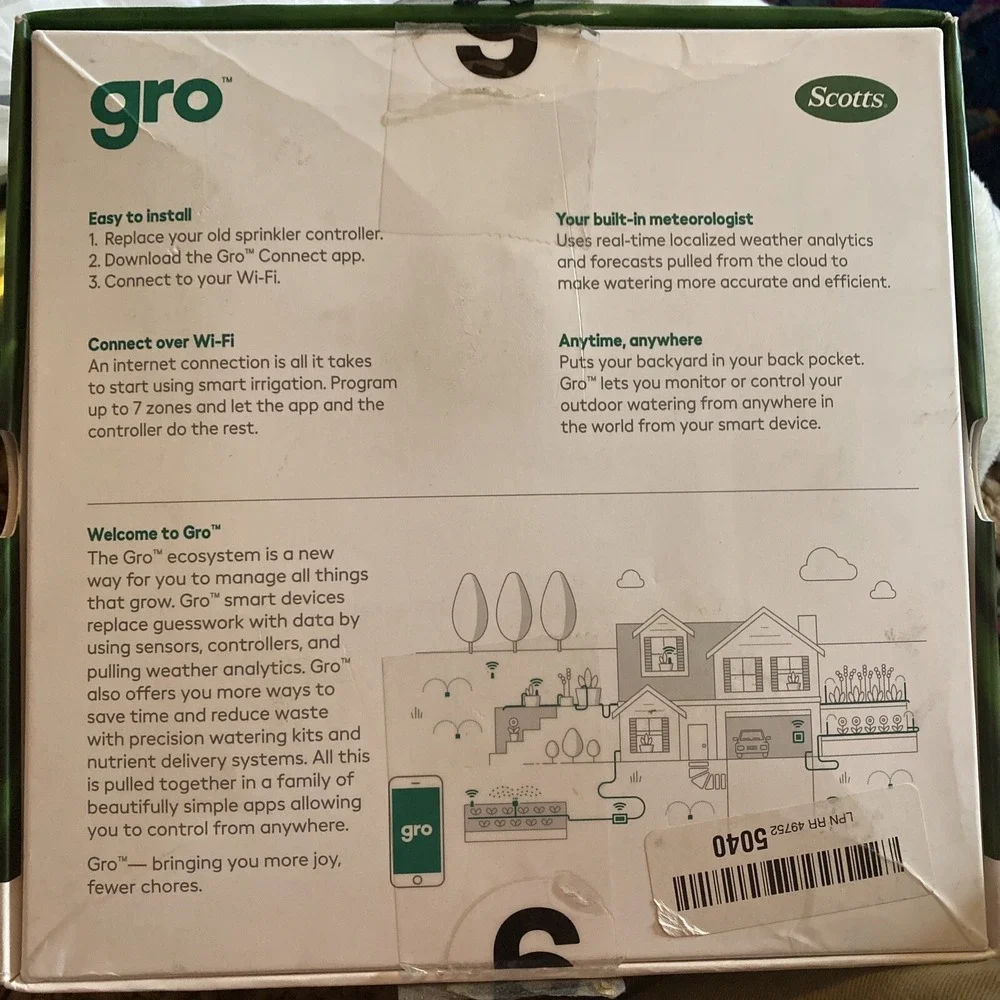 Scotts 70001 Gro Black 7-Zone Wi-Fi Enabled Sprinkler/Irrigation Controller